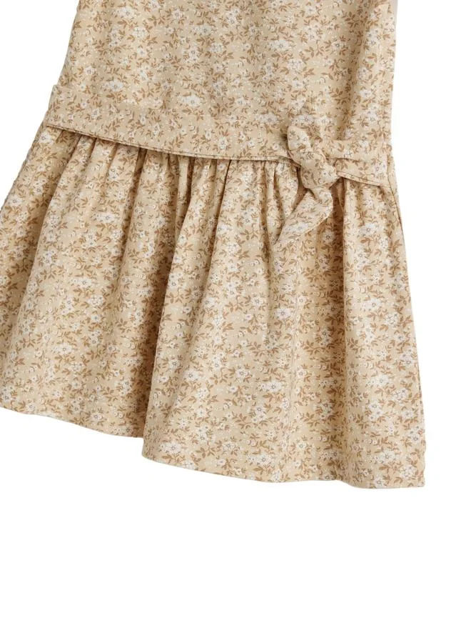 Dirkje Baby Girls Beige Ditsy Print Cotton Dress